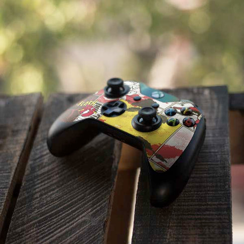 DC Comics The Flash Vintage Action Pose Pattern Xbox One Controller Skin