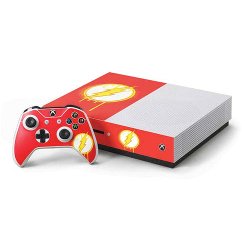 DC Comics The Flash Emblem Drip Xbox One S Console and Controller Bundle Skin