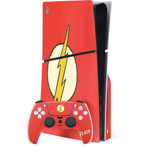 DC Comics The Flash Classic Emblem PS5 Slim Disk Bundle Skin