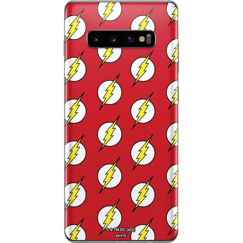 DC Comics The Flash Logo Pattern Galaxy S10 Plus Skin