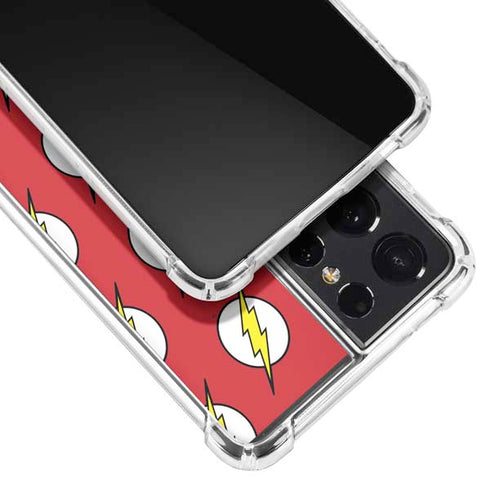 DC Comics The Flash Logo Pattern Galaxy S21 Ultra 5G Clear Case