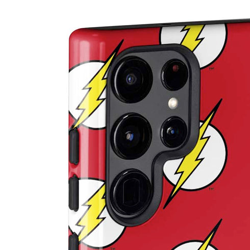 DC Comics The Flash Logo Pattern Galaxy S22 Ultra Pro Case