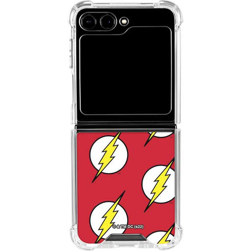 DC Comics The Flash Logo Pattern Galaxy Z Flip5 5G Clear Case