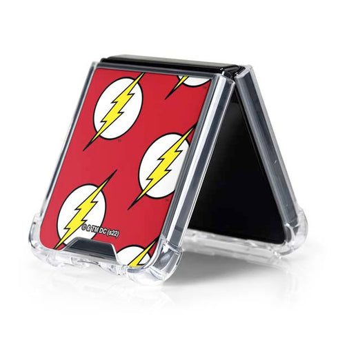 DC Comics The Flash Logo Pattern Galaxy Z Flip5 5G Clear Case