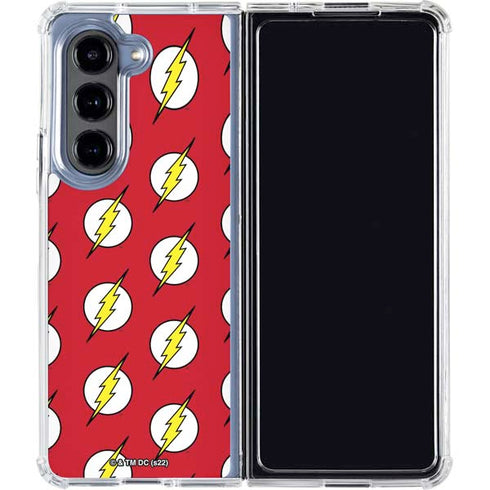 DC Comics The Flash Logo Pattern Galaxy Z Fold5 5G Clear Case
