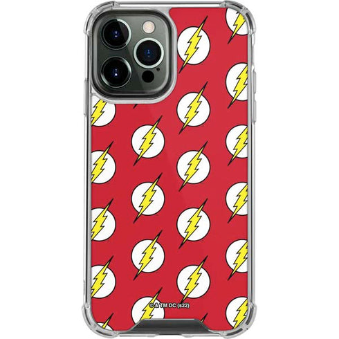 DC Comics The Flash Logo Pattern iPhone 13 Pro Max Clear Case