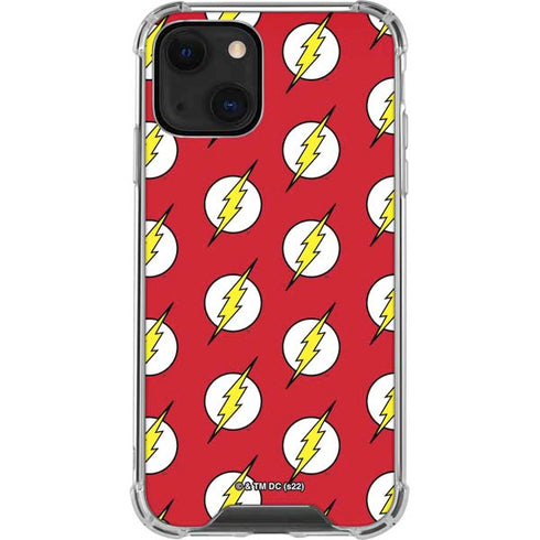 DC Comics The Flash Logo Pattern iPhone 14 Plus Clear Case