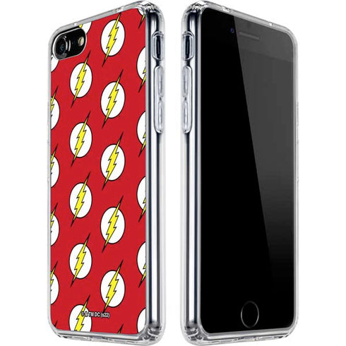 DC Comics The Flash Logo Pattern iPhone SE (2nd & 3rd Gen) Clear Case