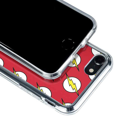 DC Comics The Flash Logo Pattern iPhone SE (2nd & 3rd Gen) Clear Case