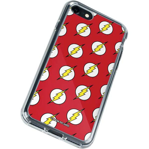 DC Comics The Flash Logo Pattern iPhone SE (2nd & 3rd Gen) Clear Case