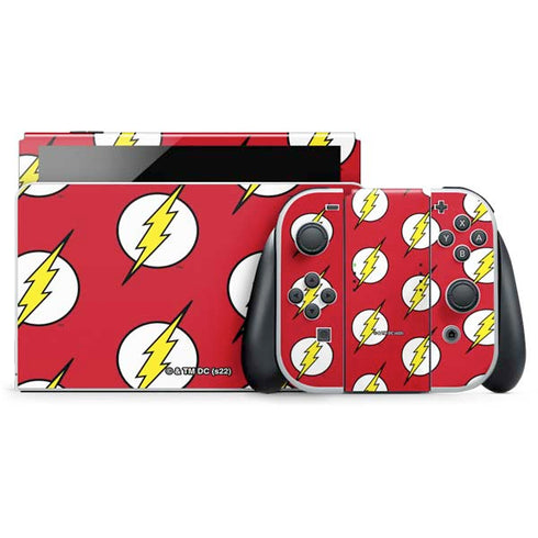 DC Comics The Flash Logo Pattern Nintendo Switch OLED (2021) Skin