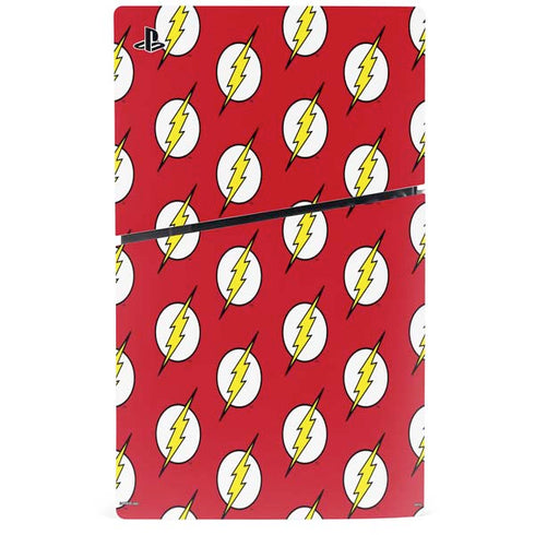 DC Comics The Flash Logo Pattern PS5 Slim Disk Bundle Skin