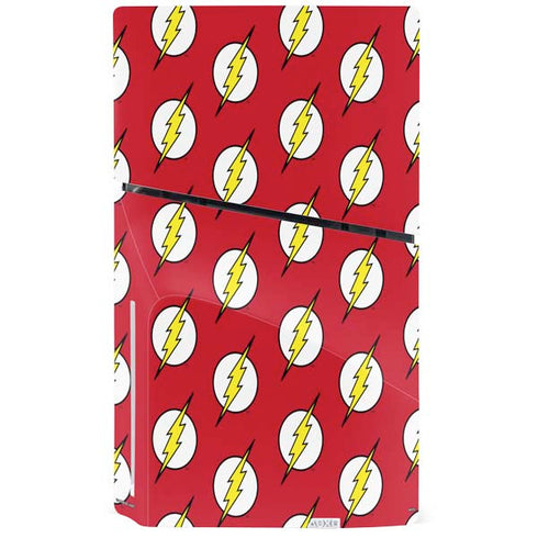 DC Comics The Flash Logo Pattern PS5 Slim Disk Bundle Skin