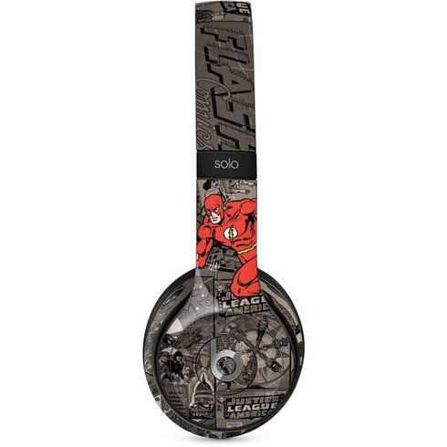 DC Comics The Flash Vintage Action pose pattern Beats Solo 2 Wired Skin