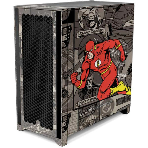 DC Comics The Flash Vintage Action pose pattern Corsair 4000D Tempered Glass Mid-Tower ATX Case Skin