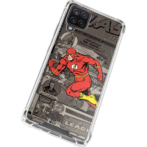 DC Comics The Flash Vintage Action pose pattern Galaxy A12 Clear Case