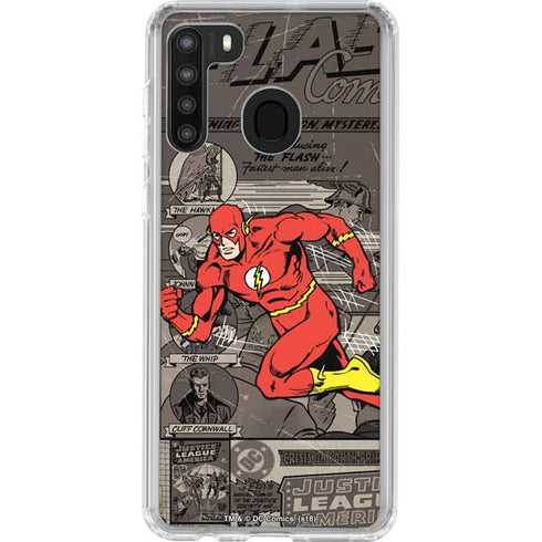 DC Comics The Flash Vintage Action pose pattern Galaxy A21 Clear Case