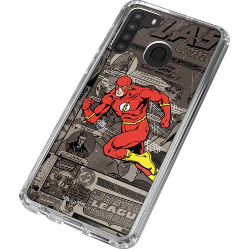 DC Comics The Flash Vintage Action pose pattern Galaxy A21 Clear Case