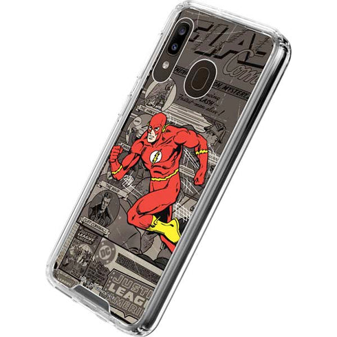 DC Comics The Flash Vintage Action pose pattern Galaxy A30 Clear Case