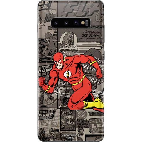 DC Comics The Flash Vintage Action pose pattern Galaxy S10 Plus Skin