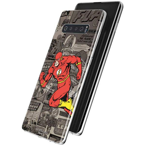 DC Comics The Flash Vintage Action pose pattern Galaxy S10 Plus Skin