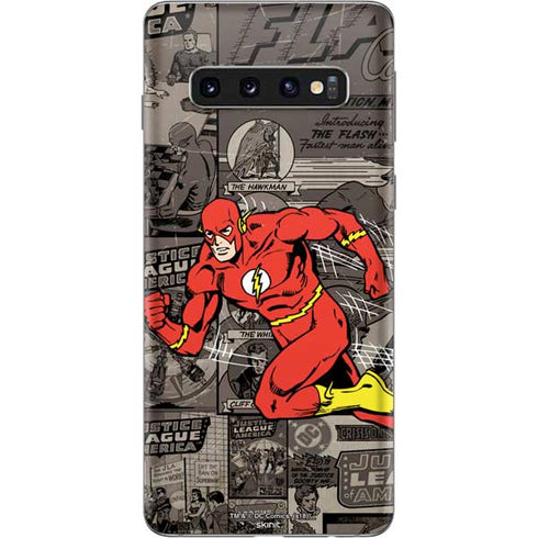 DC Comics The Flash Vintage Action pose pattern Galaxy S10 Skin