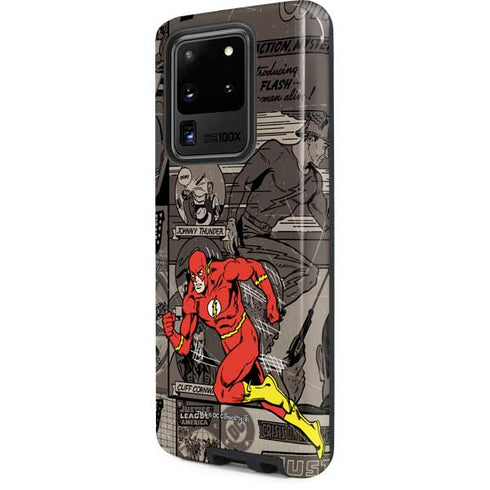 DC Comics The Flash Vintage Action pose pattern Galaxy S20 Ultra 5G Pro Case