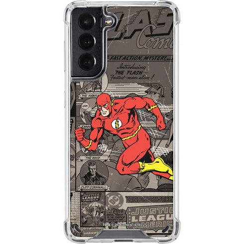 DC Comics The Flash Vintage Action pose pattern Galaxy S21 5G Clear Case