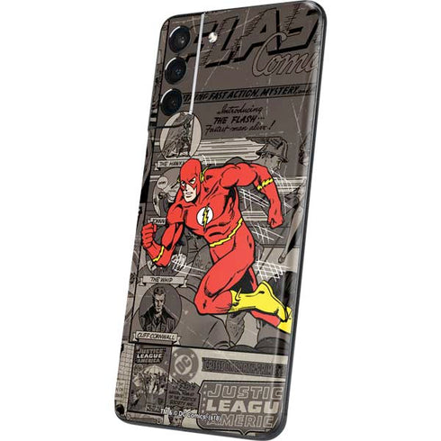 DC Comics The Flash Vintage Action pose pattern Galaxy S21 5G Skin