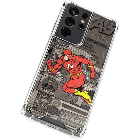 DC Comics The Flash Vintage Action pose pattern Galaxy S21 Ultra 5G Clear Case