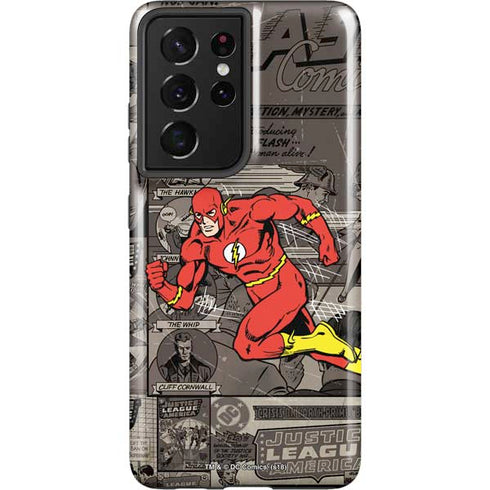DC Comics The Flash Vintage Action pose pattern Galaxy S21 Ultra 5G Pro Case