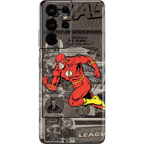 DC Comics The Flash Vintage Action pose pattern Galaxy S21 Ultra 5G Skin