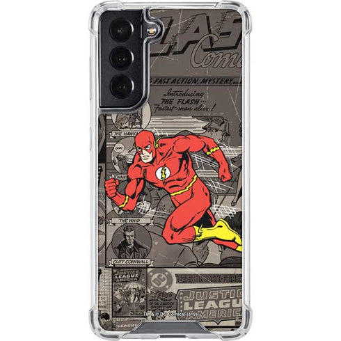 DC Comics The Flash Vintage Action pose pattern Galaxy S22 Clear Case