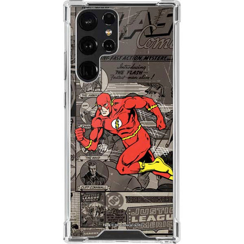 DC Comics The Flash Vintage Action pose pattern Galaxy S22 Ultra Clear Case