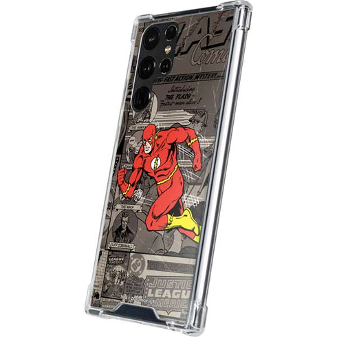 DC Comics The Flash Vintage Action pose pattern Galaxy S22 Ultra Clear Case