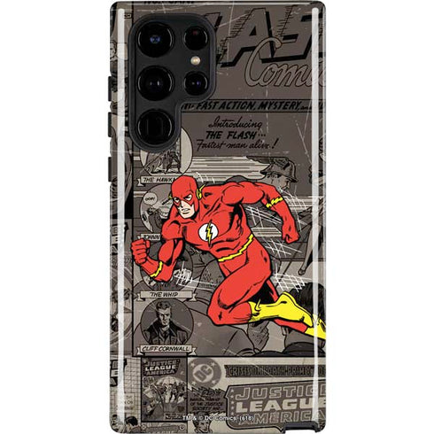 DC Comics The Flash Vintage Action pose pattern Galaxy S22 Ultra Pro Case