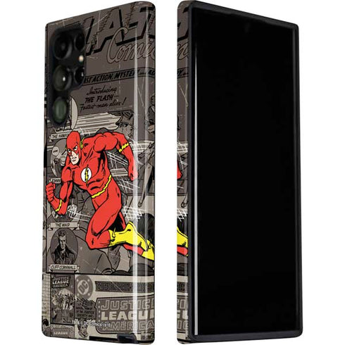 DC Comics The Flash Vintage Action pose pattern Galaxy S22 Ultra Pro Case