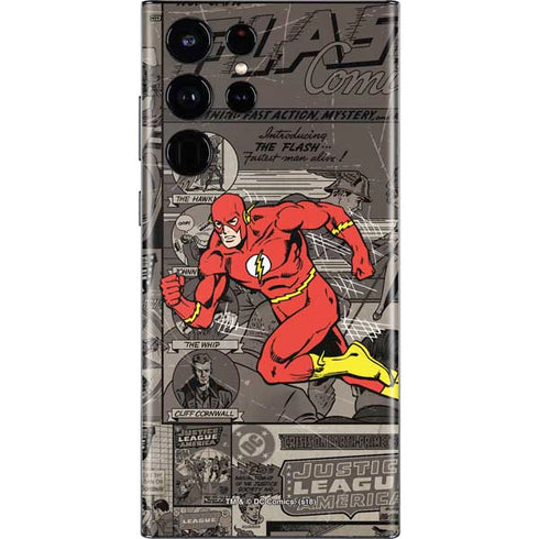 DC Comics The Flash Vintage Action pose pattern Galaxy S22 Ultra Skin