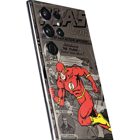 DC Comics The Flash Vintage Action pose pattern Galaxy S22 Ultra Skin