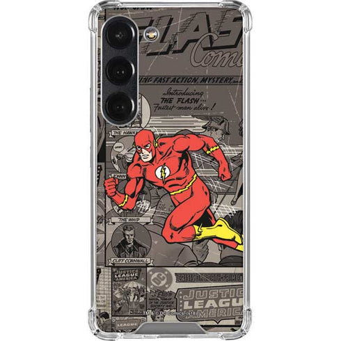 DC Comics The Flash Vintage Action pose pattern Galaxy S23 Clear Case