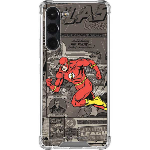 DC Comics The Flash Vintage Action pose pattern Galaxy S23 Plus Clear Case
