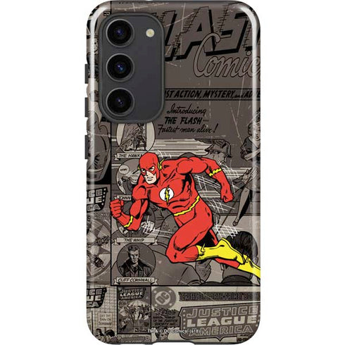 DC Comics The Flash Vintage Action pose pattern Galaxy S23 Plus Pro Case