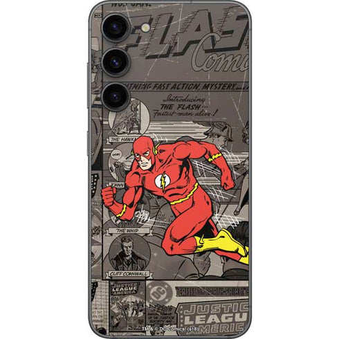DC Comics The Flash Vintage Action pose pattern Galaxy S23 Plus Skin