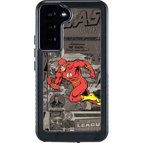 DC Comics The Flash Vintage Action pose pattern Galaxy S23 Plus Waterproof Case
