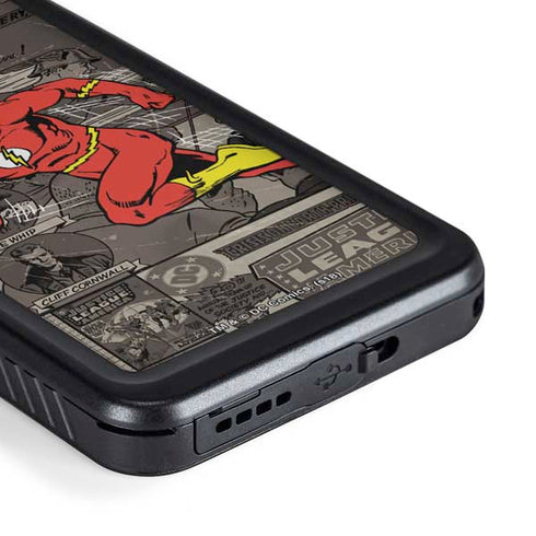 DC Comics The Flash Vintage Action pose pattern Galaxy S23 Plus Waterproof Case