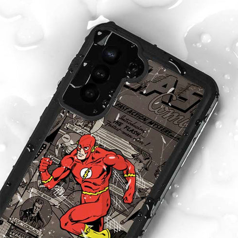 DC Comics The Flash Vintage Action pose pattern Galaxy S23 Plus Waterproof Case