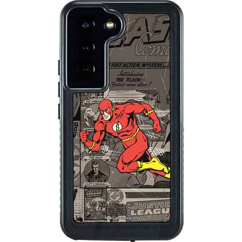 DC Comics The Flash Vintage Action pose pattern Galaxy S23 Waterproof Case