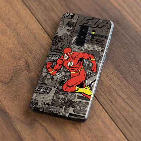 DC Comics The Flash Vintage Action pose pattern Galaxy S9 Plus Skin