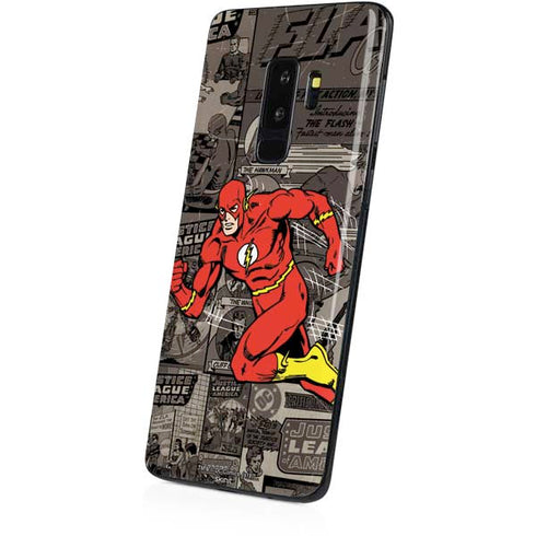 DC Comics The Flash Vintage Action pose pattern Galaxy S9 Plus Skin