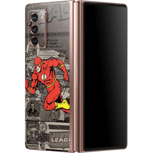 DC Comics The Flash Vintage Action pose pattern Galaxy Z Fold2 5G Skin